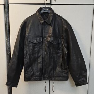 Harley Davidson Black Genuine Leather Jacket, Estimated Size L